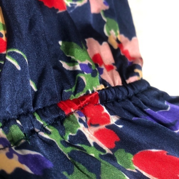 Tularosa Blue Satin Floral Tie Front V Neck Short Sleeve Romper - Picture 10 of 15